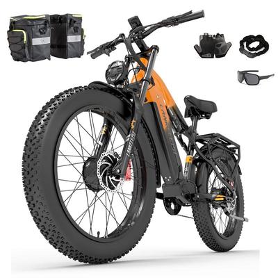 LANKELEISI MG800MAX Dualmotor 2000W Elektrisches Mountainbike, 48V 20Ah 26" Fat Tire Vollfederung All-Terrain E-Bike