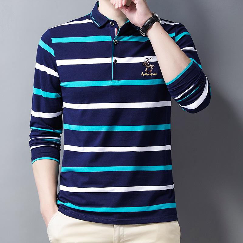 Новая мужская рубашка поло весна-осень с длинным рукавом и базовой рубашкой — фото 8