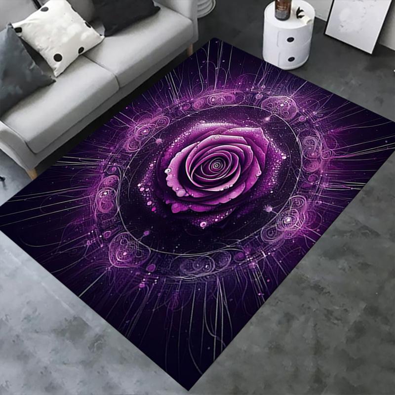 Purple Rose Chair Mat: Office Carpet, Oversized Rug for Home Decor, Sofa Cover, Gift for Any Room