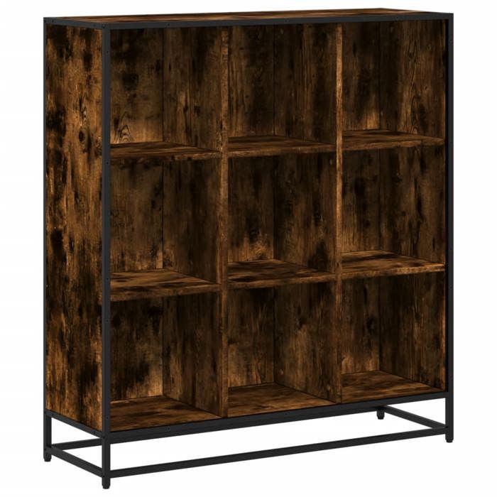 VidaXL Bookcase Smoked Oak 97.5x33x107.5cm Engineered Wood Metal, Bookshelf, Book Holder, Book Stand, 3300862