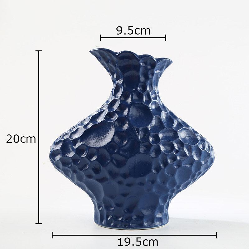 Creative Frosted Wrinkle Ceramic Vase Artificial Floral Decorative Flower Pots Desk Decoration Flowers Arrangement Modern Decor