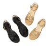 2025 Law Fashionable and Comfortable Woven Hollow Sandals New Fish Mouth Small Heel Island Vacation Style Word with Sandals Women