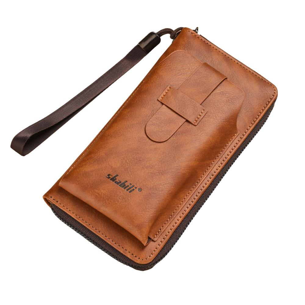 

Leisure Zipper Long Wallet Bifold Style Leather Mobile Phone Bag Dual Pocket Multi-Function Wallet Phone Storage