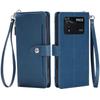 Zipper Pocket Wallet Flip Leather Phone Case for Xiaomi POCO M4 Pro 4G Multi Card Slots Kickstand Cover Wrist Strap