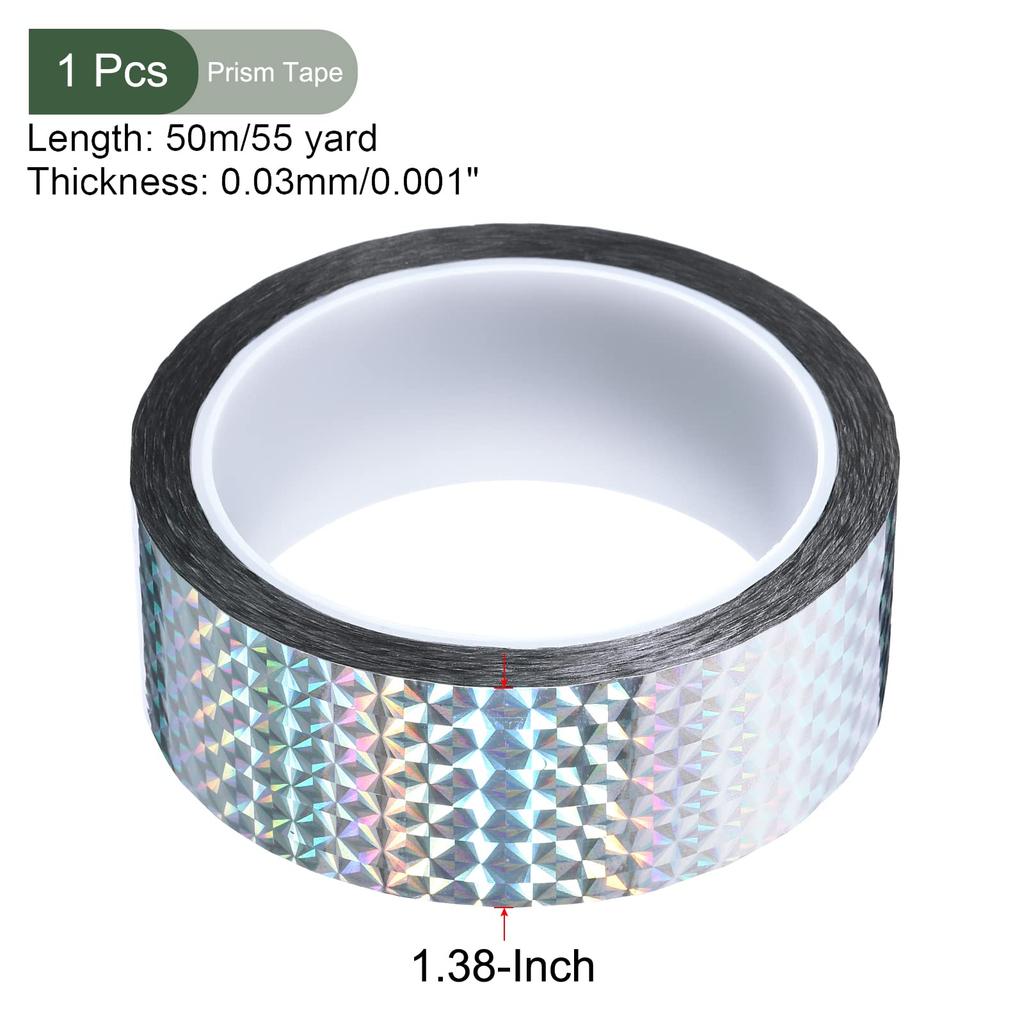 YOKIVE Prismatic Holographic Reflective Decorative Perfect for Craft DIY Home and Everyday Use x 55 Tape, Self-Adhesive Tape, Projects, Arts, (Silver,