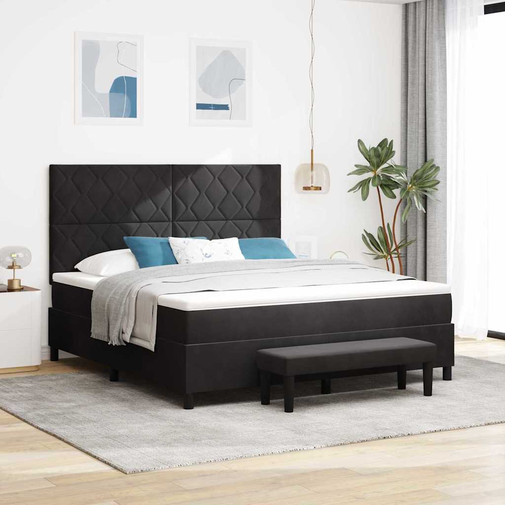 Box Spring Bed with Headboard Black 200 X 180 Cm Velvet