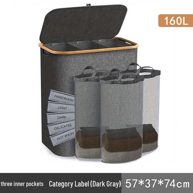 Foldable Large-Capacity Laundry Hamper with Lid and Inner Bag