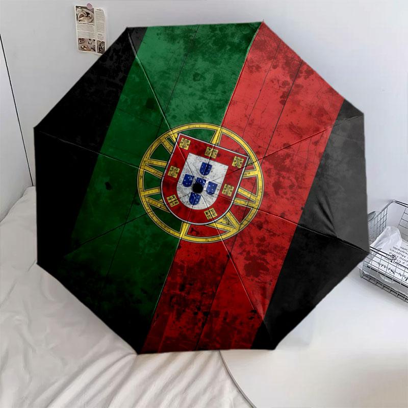 1 PC Automatic Folding Umbrella - Portugal National Football Logo Pattern, Portable & Foldable Design with 8 Ribs, Christmas Birthday Gifts