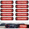 10Pcs LED Emergency Strobe Light, Amber White 6-LED Ultra Slim Surface Mount Flashing Warning Hazard Caution Light Bar For Car Truck Off Road