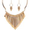 Women's Fashion Luxury Tassel Pendant Choker Necklace Hook Earrings Jewelry Set
