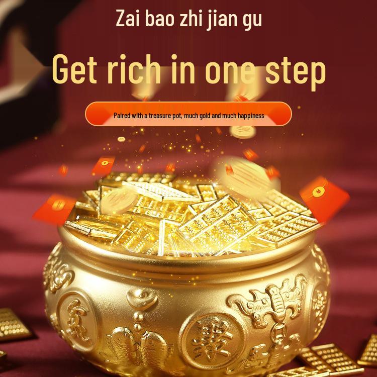Gold-Plated Small Brass Abacus Ornament: Ruyi Wealth & Treasure Charm for Home or Desktop