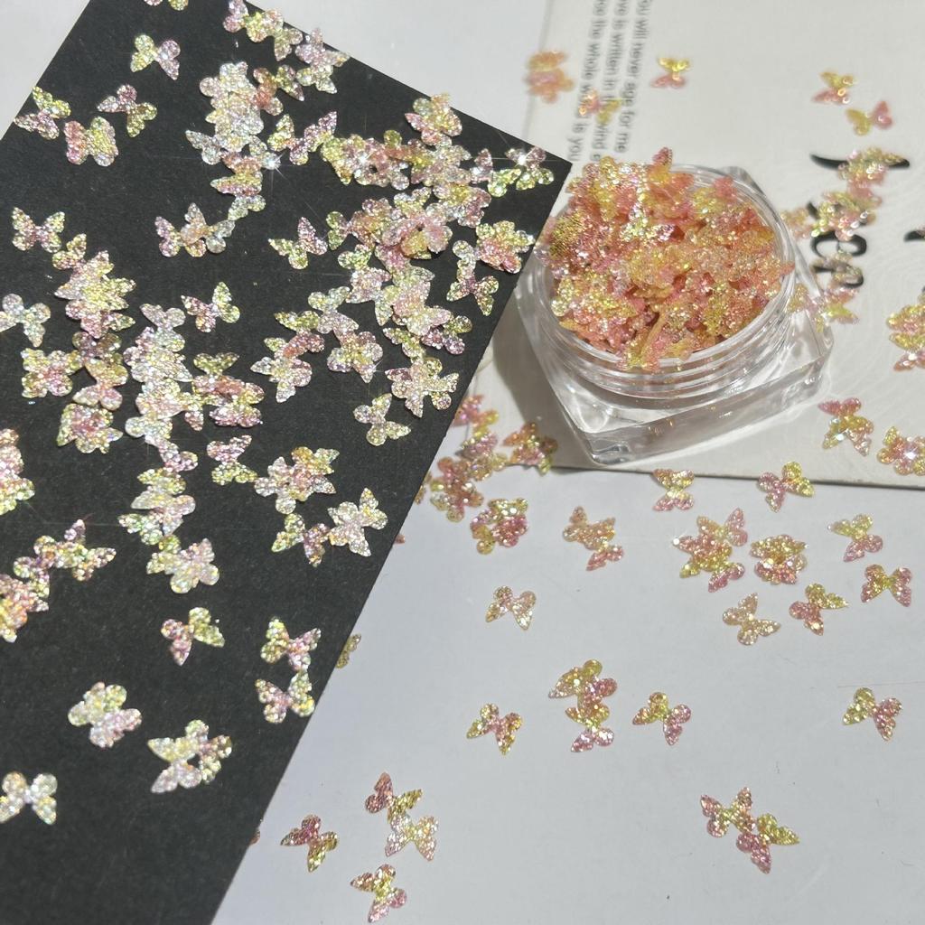 Gradient Butterfly Sequin Nail Art Decorations - Colorful Starry Sky DIY Materials