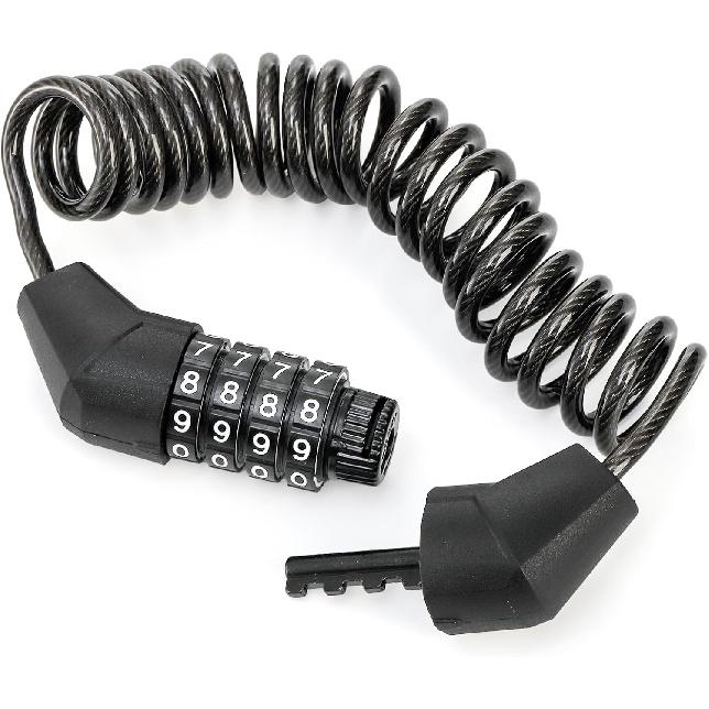 2 Pack Motorcycle Helmet Locks, 4 Digit Bike Cable Lock, Tough Combination PIN Locking Device, 59In Retractable Bicycle Wheel Security Locking Chain