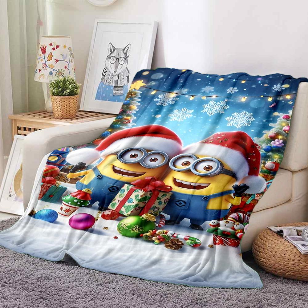 1Pc Christmas Minions Celebration Blanket Soft And Comfortable Casual Warm Camping Travel Christmas Halloween Gift M91753