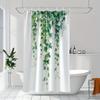 1 Elegant Ivy and White Floral Polyester Shower Curtain-Washable with Green Vine and Leaves Pattern, Machine Washable with Hooks
