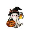 Acrylic Ghost Window Decor Cute Ghost Suncatcher Set for Halloween Decor Stained Glass Style Acrylic Window Hanging for Family