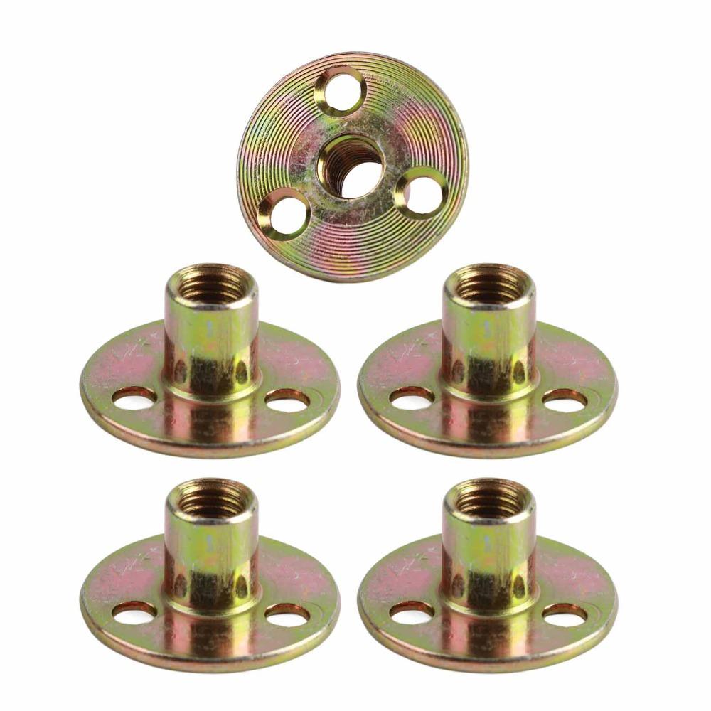 10pcs M6 / M8 / M10 Thread T-Nut / Tee Nut Carbon Steel Screw-in Type Brad Hole T Nut Female Thread Flange Insert Nut