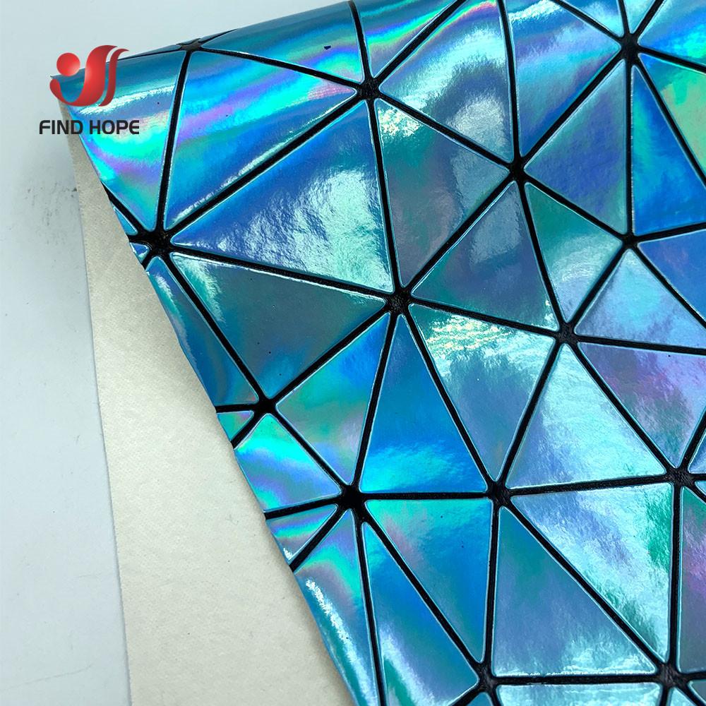 A5 A4 Laser Hologram PU Faux Leather Fabric Geometric Polygon texture for Bag Bow Craft DIY Jewelry Clothing Sewing Material
