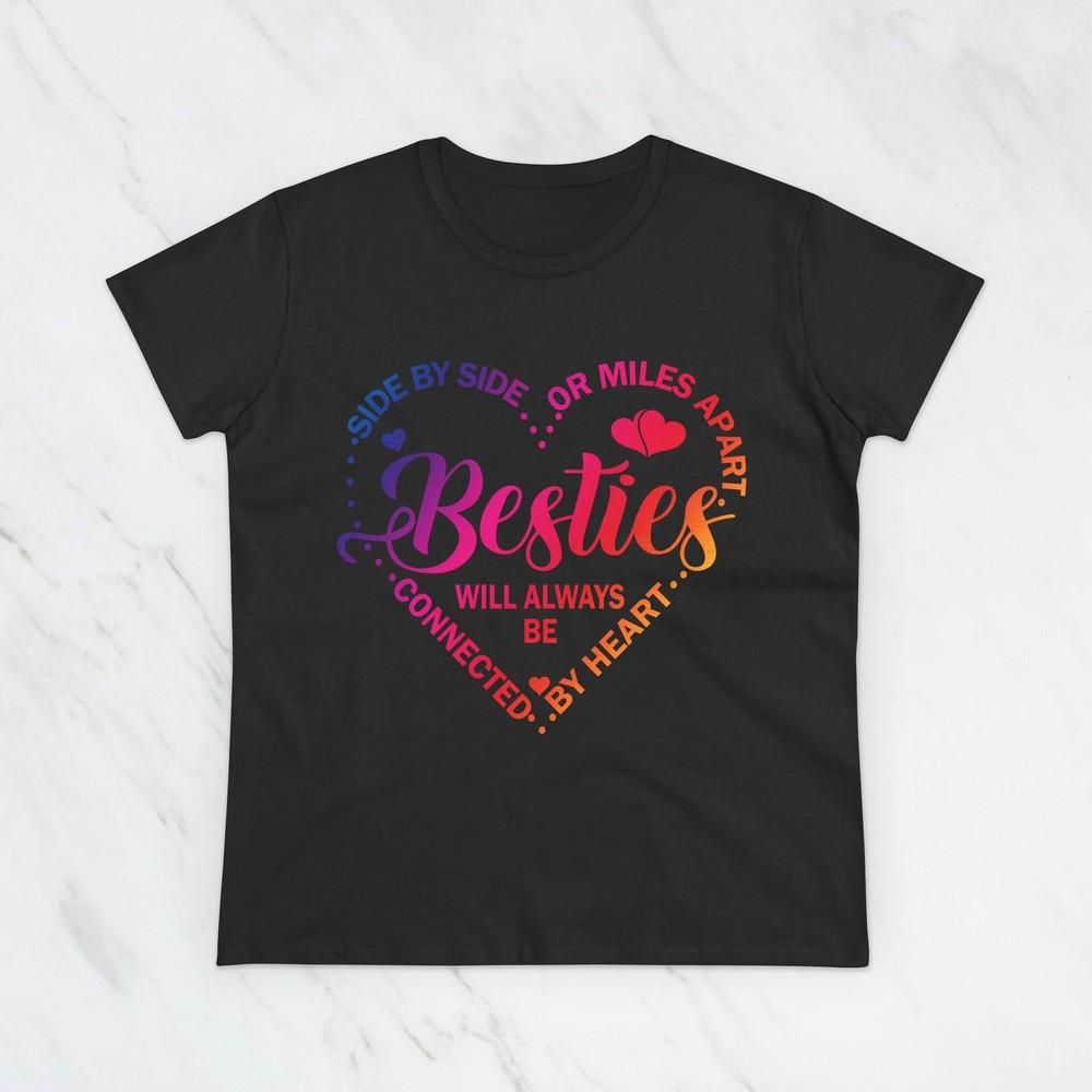 Besties Heart Design Women Tshirt Friendship Quote Cute Graphic Tee S