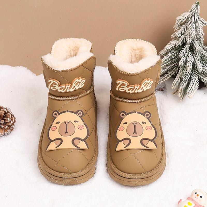

Girls Fleece-lined Thickened Snow Boots Winter Children s Warm Cotton Shoes Waterproof and Non-slip Cotton Boots 41 хаки