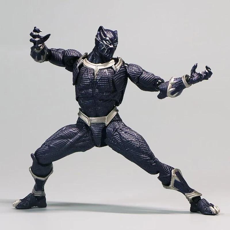 Amazing Yamaguchi Black Panther Action Figure Collection Model 15cm Kaiyodo Revoltech #030 Marvel T Challa Movable Figurine Toys