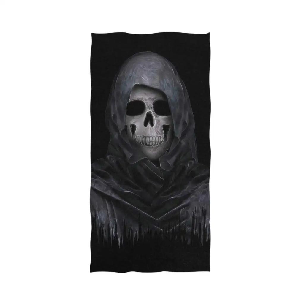 Gotisches Totenkopfmuster Druck Strandtuch Mikrofaser Abdeckung Sonnenschutzdecke Heimdekoration Yoga Fitnessstudio Schnelltrocknend Schwimmponcho Handtuch