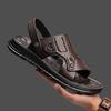 Fashion Leisure Walk Men's Leather Sandals Comfortable Summer Slippers Versatile Fashion Beach Flats Outdoor Wading Aqua Shoes Slippers