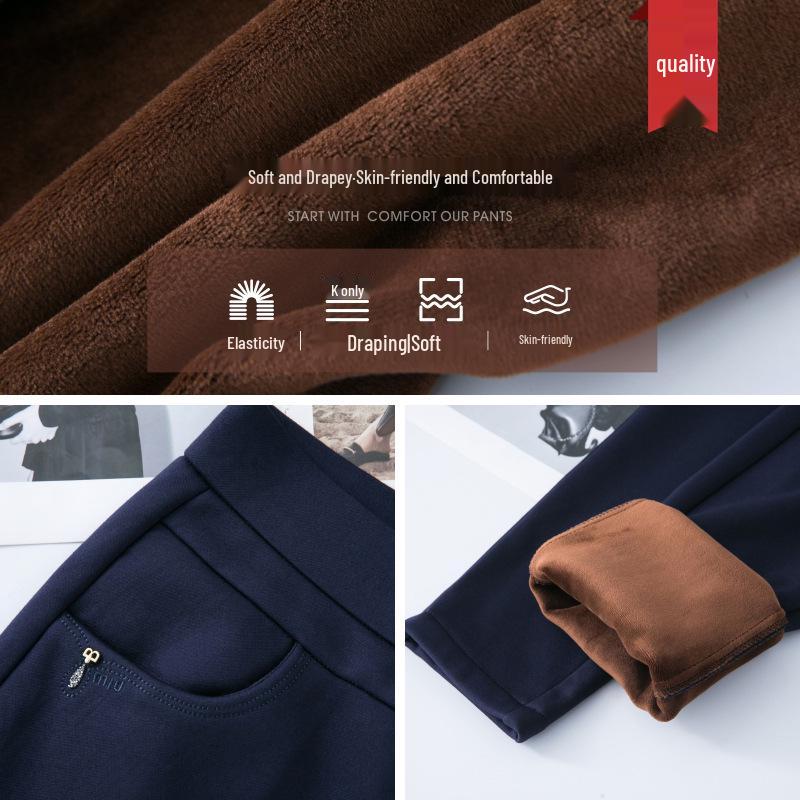 High-Waisted Fleece-Lined Straight-Leg Pants - 2024 Winter Warm Casual Pants for Women