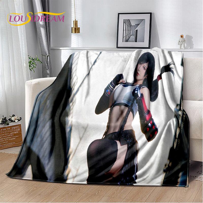 Sexy Girl Lace Tifa Aerith Anime Weiche Plüschdecke, Flanelldecke, Überwurfdecke für Wohnzimmer, Schlafzimmer, Bett, Sofa, Picknick-Abdeckung
