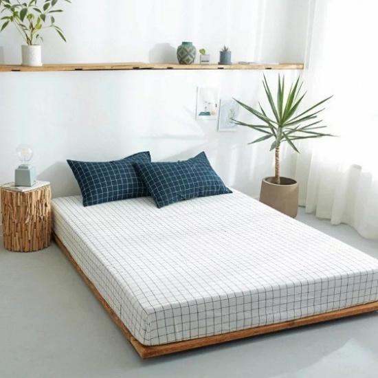 

Простыня на резинке из стираного хлопка, однотонная, в клетку, простая, для односпальной кровати, для двуспальной кровати 90x200cm only sheet