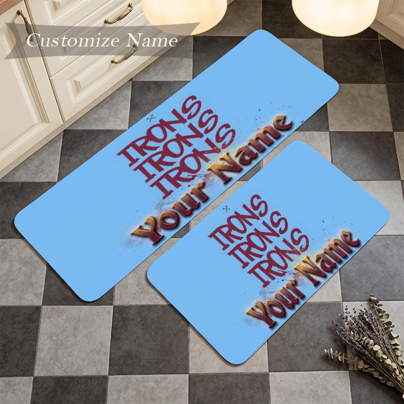 West Ham United F (1) Personalisierte Flanellmatte Anti-Rutsch Küchenbodenmatte für Heimküchen-Dekor Geschenk