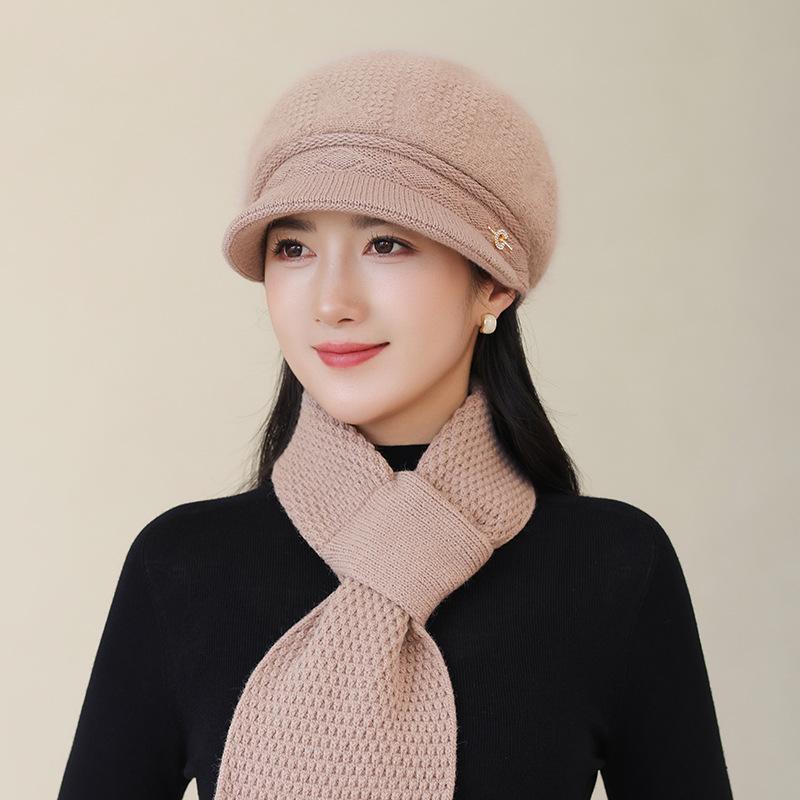 Winter Mother Hat Women's Fashion Wool Hat In The Elderly Cold Warm Rabbit Hair Knitted Hat