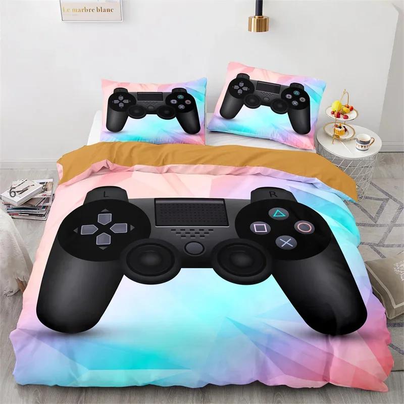 Gaming Bedding Set Twin Full Size Kids Gamepad Duvet Cover For Boys Girl Bedroom Decor Polyester Game Controller Comforter Cover