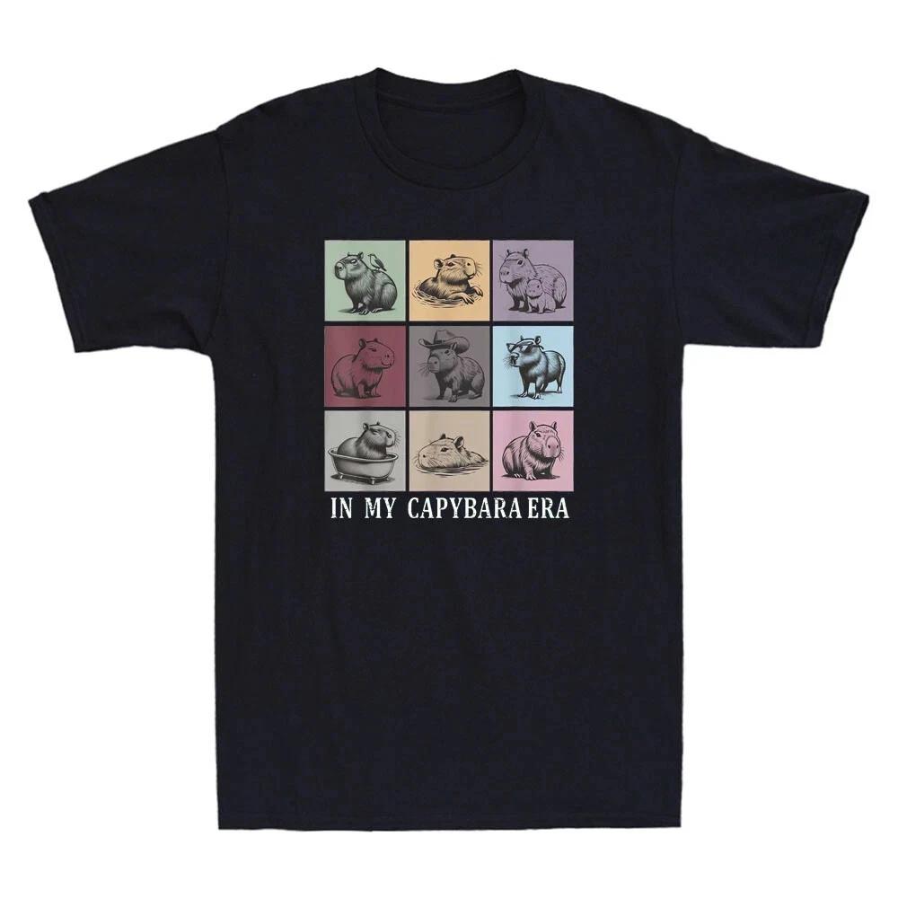 In My Capybara Era – Funny Animal Lover Vintage Men’s Black T-Shirt XL