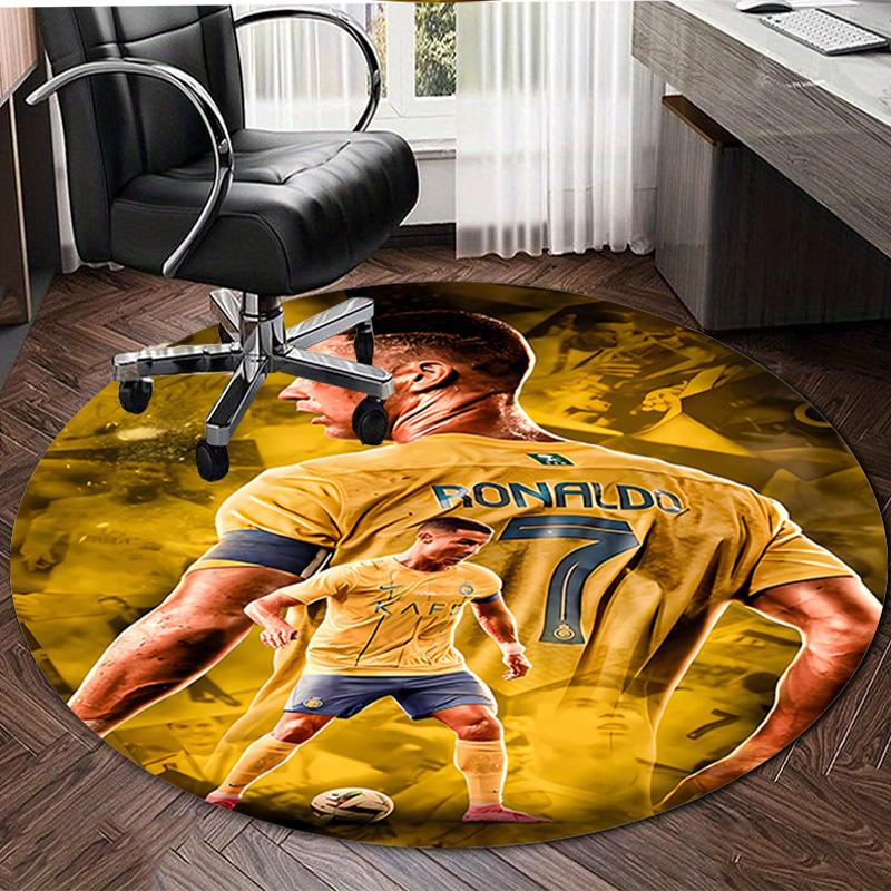 1pc Soccer 7 (4) Print Round Carpet Chair Round Carpet Suitable for Bedroom Living Room Home Decorative Carpet