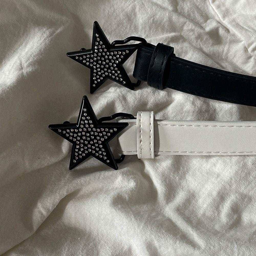Belt PU Leather Rhinestone Zinc Zinc Alloy Star Buckle Belt Corset Belt Adjustable Waistband Women Waist Belt