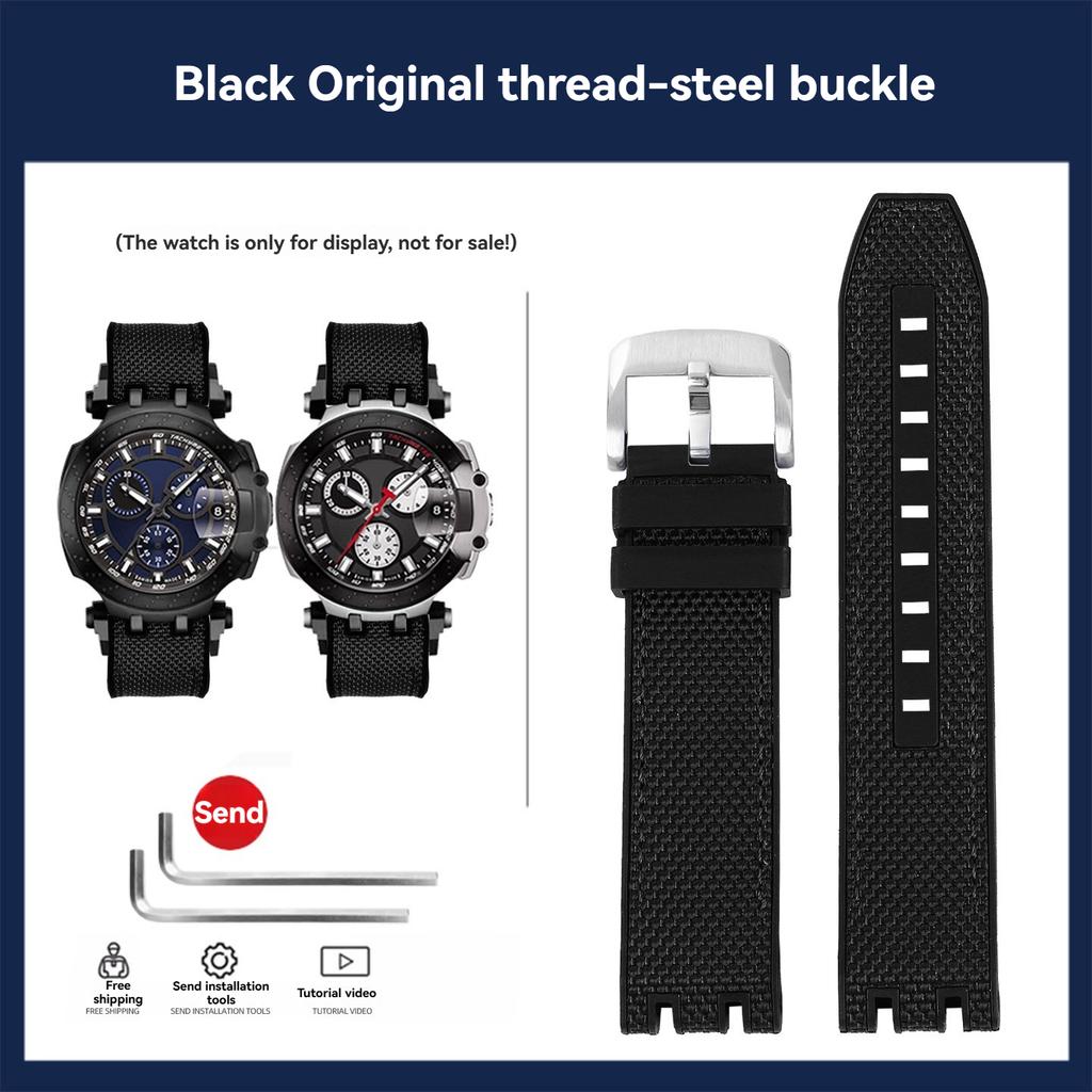 22mm High Quality Nylon Canvas Strap For Tissot MotoGP T-Sport Racing Series T115.417 T115.427A Rubber Bottom Watchband Bracelet