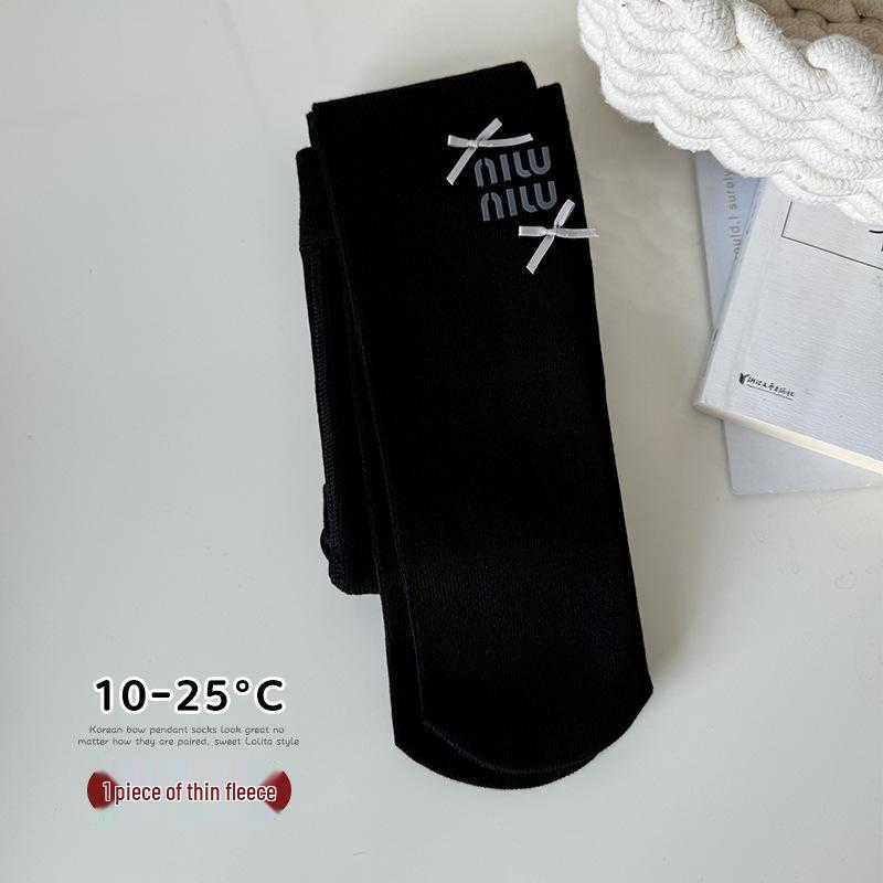 2025 Autumn-Winter Girls' Brushed Letter Leggings: Versatile White Elastic Tights