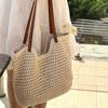 Beach Vacation Hole Woven Bag Large Capacity Hollow Out Mesh Versatile Shoulder Tote Bag
