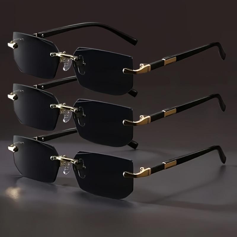 3pcs Fashionable Retro Unisex Boxy Fashionable Frameless Sunglasses, Suitable for Outdoor Beach Parties