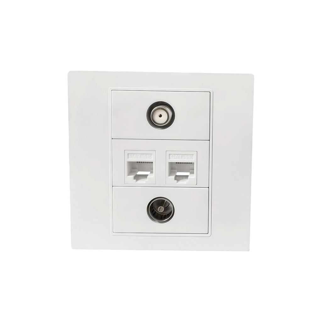 Quality Multimedia TV RJ45 F Connectors Wall Plate Easy Not Solder Direct Plugs Installation Networking Socket Faceplate