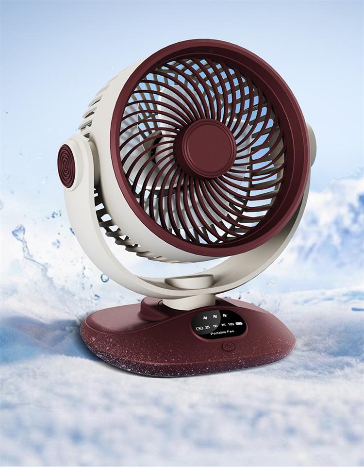 Eslite 6" USB Desk Fan with Auto Oscillation, LED Display, Rechargeable, Strong Wind