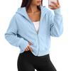 Women's Fashion Cropped Zip-Up Hooded Sweatshirt Jacket with Long Sleeves for Casual Wear