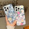 Simple Flower Pattern Luxury Glitter Case For iPhone 16 Pro Max 15 Pro 14 13 12 11 Slim Glossy Shockproof Hybrid PC TPU Clear Phone Cover