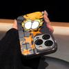 G-Garfield Phone Case Luxury Glass Phone Case For IPhone 17 16 15 14 13 12 11 Pro Max Plating Frame Cover
