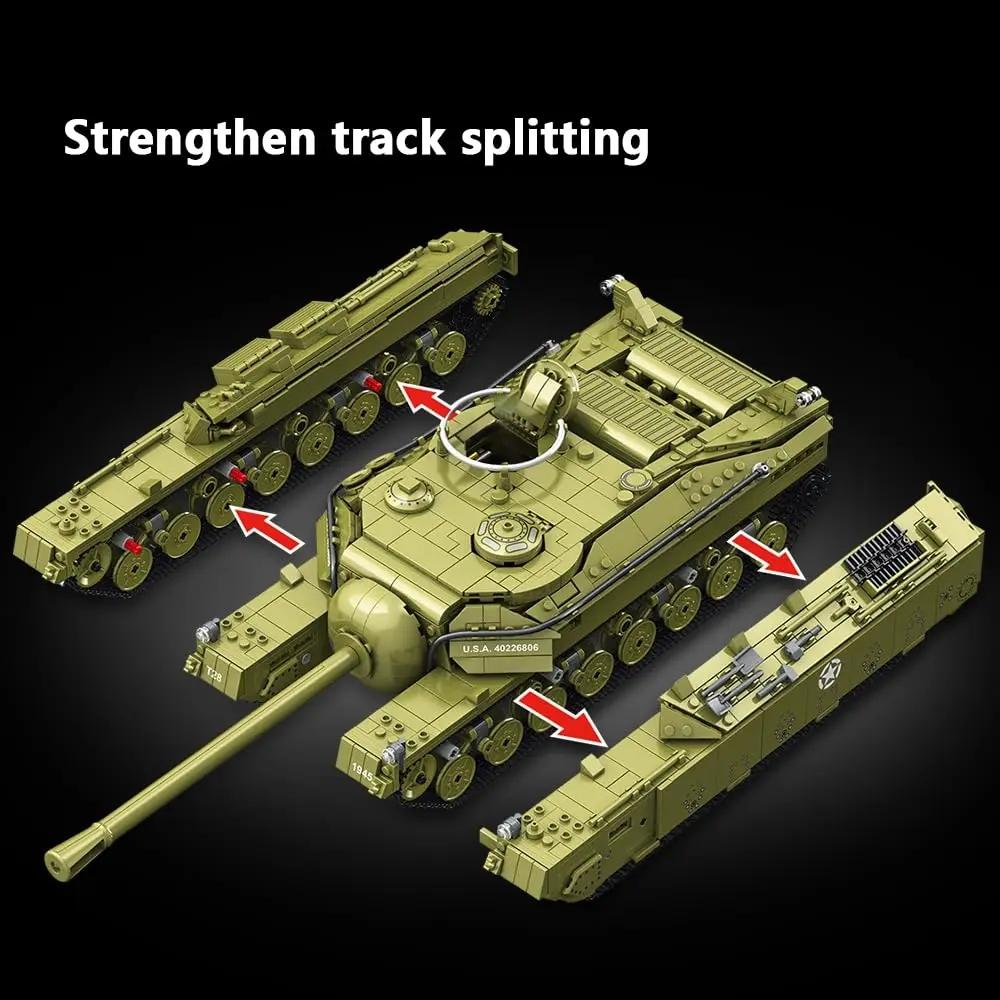 2986Pcs T28 Heavy Tank Building Blocks Set Model Wwii Military Large Moc Tank Building Kit Construction Adults Toy For Boys Gift