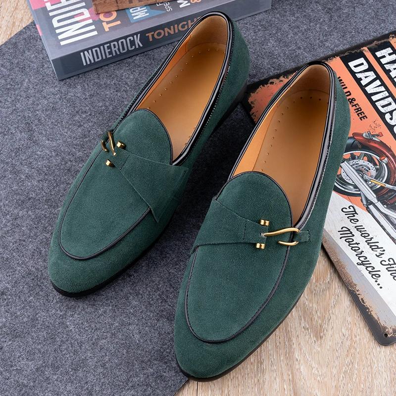 Fashion Classic Casual Loafers Men Cow Suede Shoes Elegant Fashion Office Daily Slip-on Comfortable Outdoor Adult Footwear 3color Design