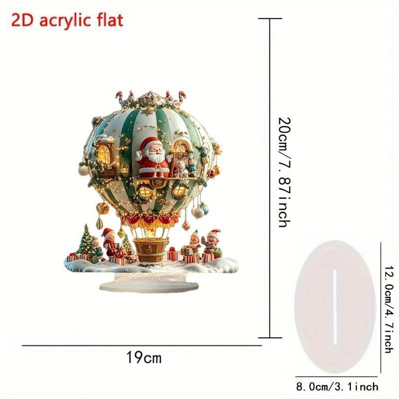 Christmas Xmas Tree Desktop Ornament Santa Claus Reindeer Sled Tabletop Decoration With Base 2D Acrylic Navidad Party Supplies