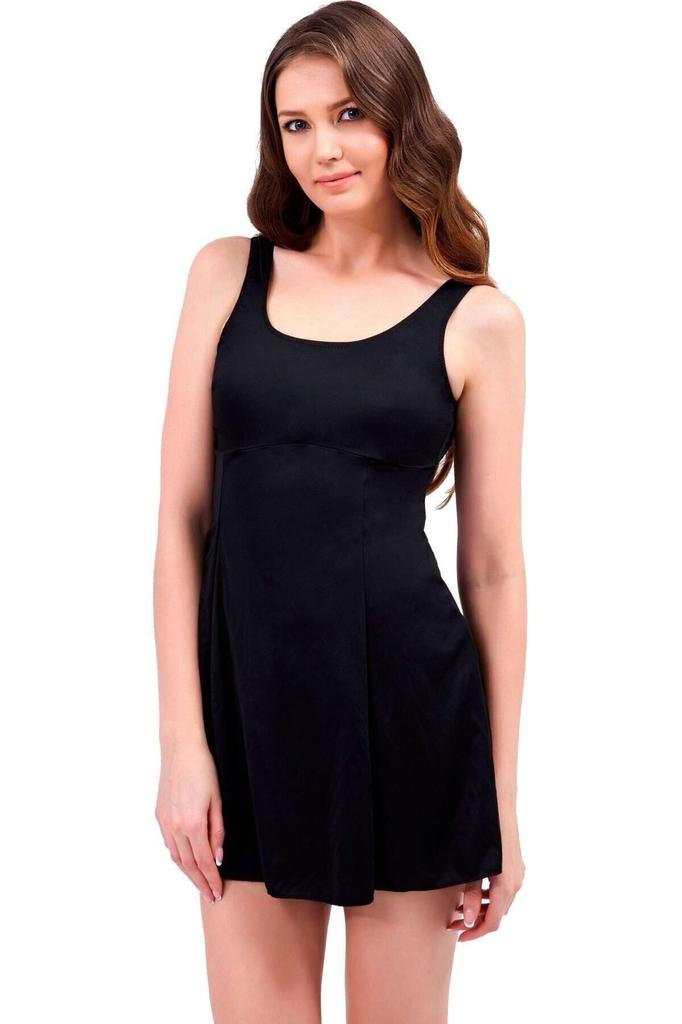 Women's Style Big Size Swimsuit Black Plain Dress Oversize Swimsuit
