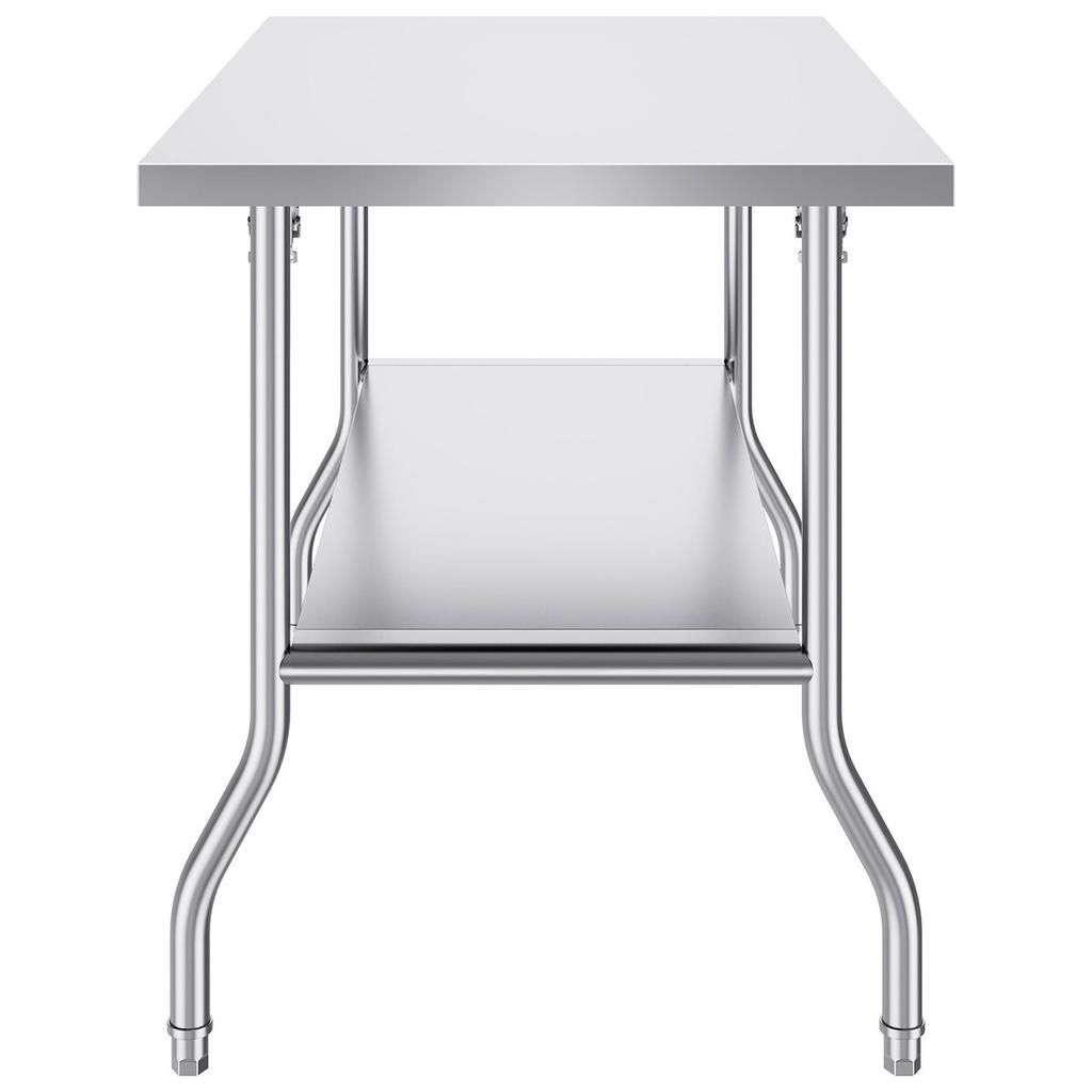 Commercial Worktable Workstation 48x30 Inch Folding Commercial Prep Table, Double-Shelf Stainless Steel Folding Table, Kitchen Work Table with 772 lbs